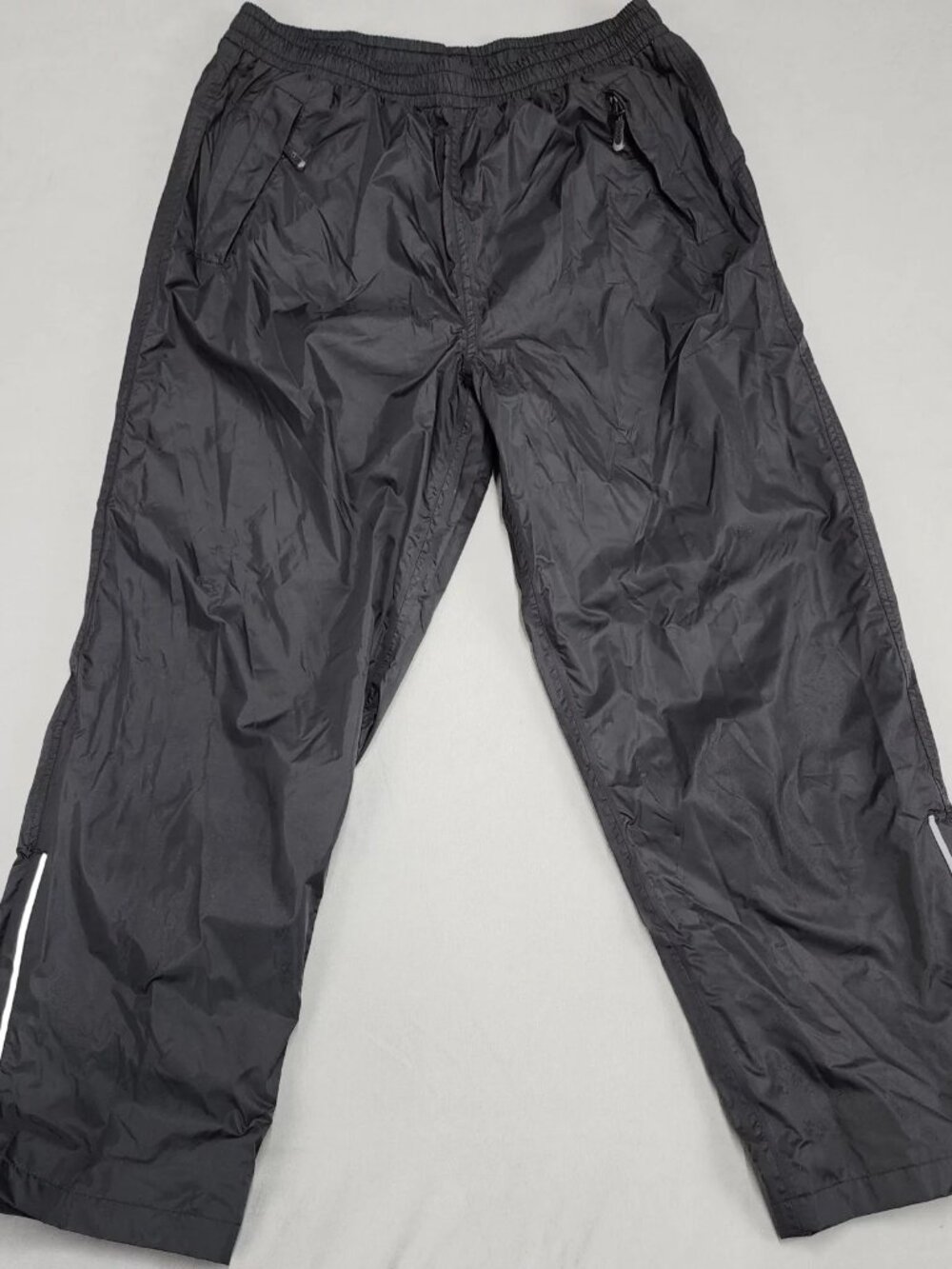 33000ft Mens Track Pants Size L Black Nylon Lined Athletic Zip Pockets